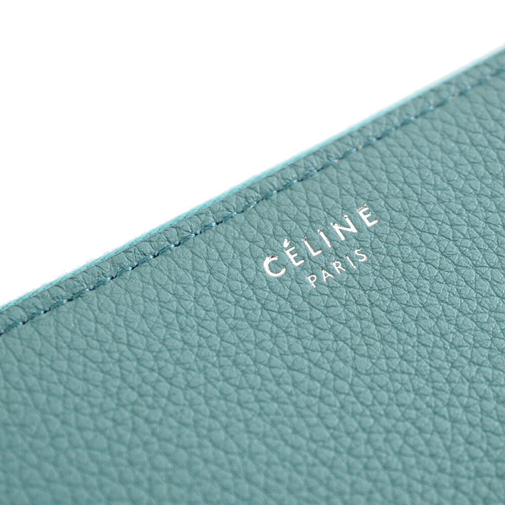Celine Long Gray Turquoise Around Leather Wallet Zip Blue - Picture 5 of 8